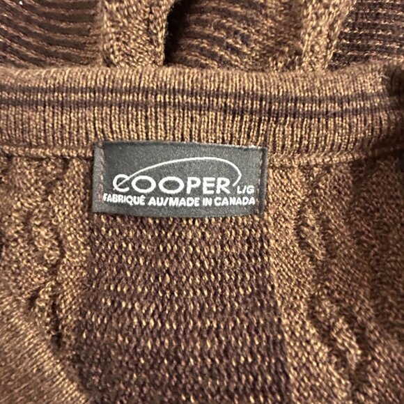 Vintage Cooper V-Neck Sweater Mens Large Merino Wool Blend Brown Striped Casual - Picture 3 of 5